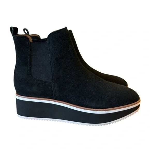 Antonio Melani Brexton Suede Wedge Ankle Bootie Black 6.5 Leather Shoe Women’s - Picture 2 of 15